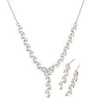 Bridal Rosegold Cubic Zirconia Necklace & Earrings Set