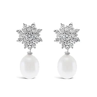 Sterling Silver Cubic Zirconia Pearl Earrings 146460