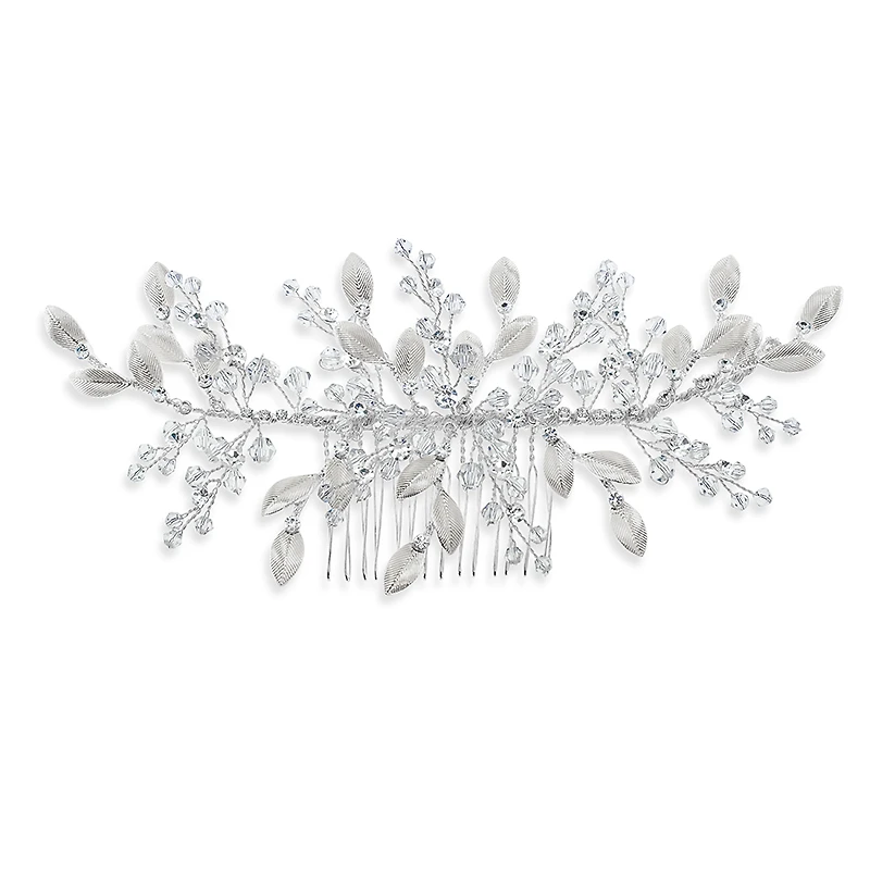 Bridal Silver Leaf Hair Comb 142067