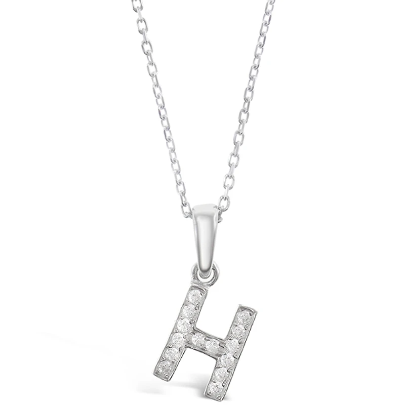 Sterling Silver Cubic Zirconia Initial H Necklace 135924