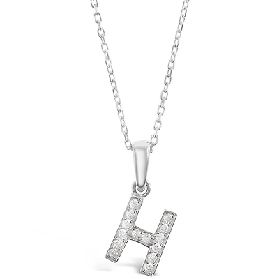 Sterling Silver Cubic Zirconia Initial H Necklace 135924