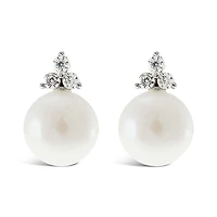 Sterling Silver Cubic Zirconia Pearl Earrings 143286