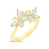 Gold Plated Sterling Silver Cubic Zirconia Butterfly Ring