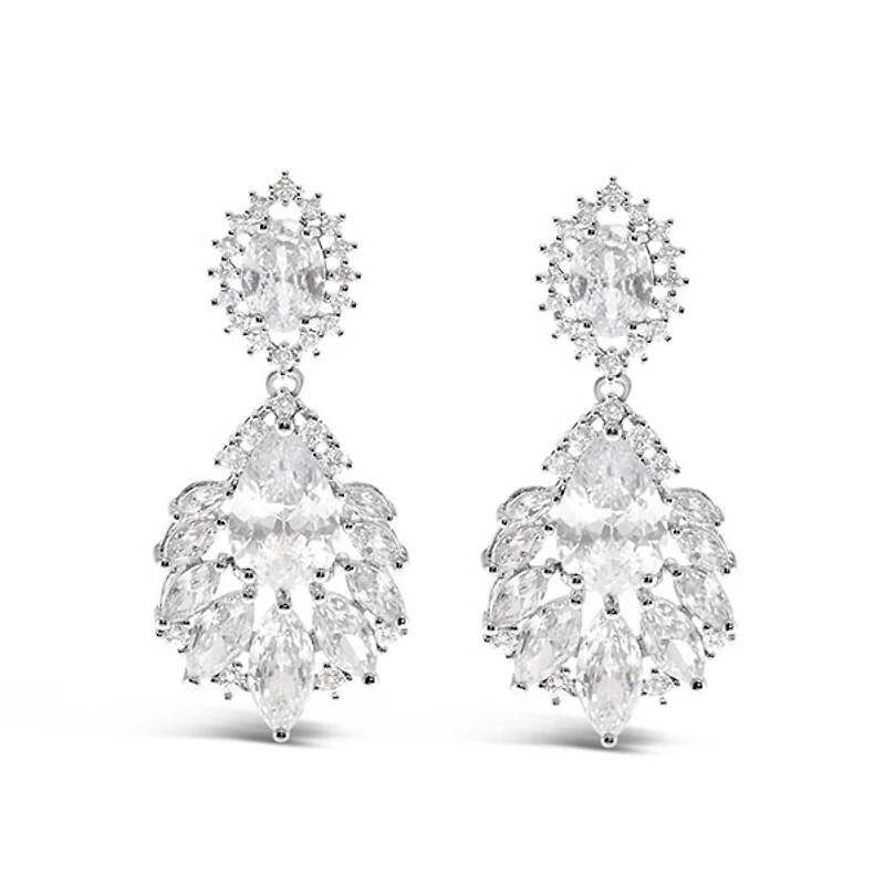 Bridal Silver Cubic Zirconia Drop Earrings 145944