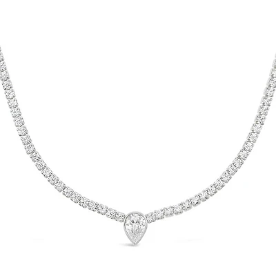 Sterling Silver Cubic Zirconia Tennis Choker Necklace