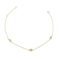 Gold Plated Sterling Silver Cubic Zirconia Bezel Anklet 143319