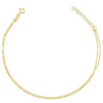 Gold Plated Sterling Silver Beads Box Chain Anklet 145105