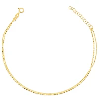Gold Plated Sterling Silver Beads Box Chain Anklet 145105