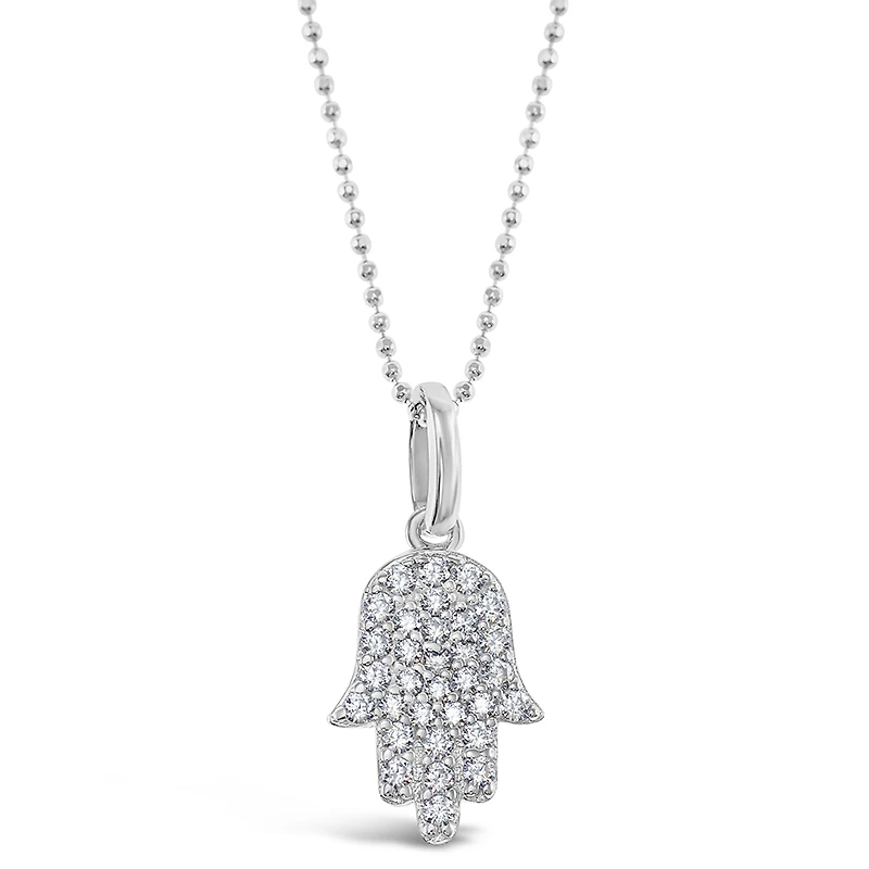 Sterling Silver Cubic Zirconia Hamsa Necklace