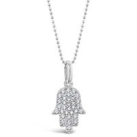 Sterling Silver Cubic Zirconia Hamsa Necklace