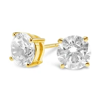 Gold Plated Sterling Silver Cubic Zirconia 8 Hearts 8 Arrows 9mm Studs 143347