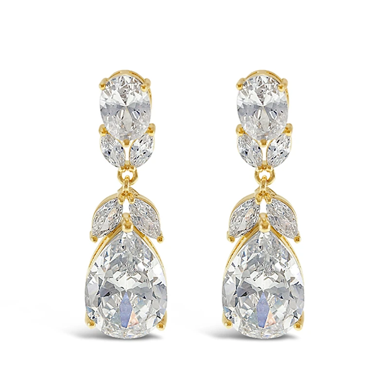 Bridal Gold Cubic Zirconia Drop Earrings 143272