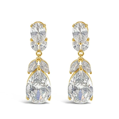 Bridal Gold Cubic Zirconia Drop Earrings 143272