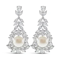 Bridal Pearl Cubic Zirconia Drop Earrings 145903
