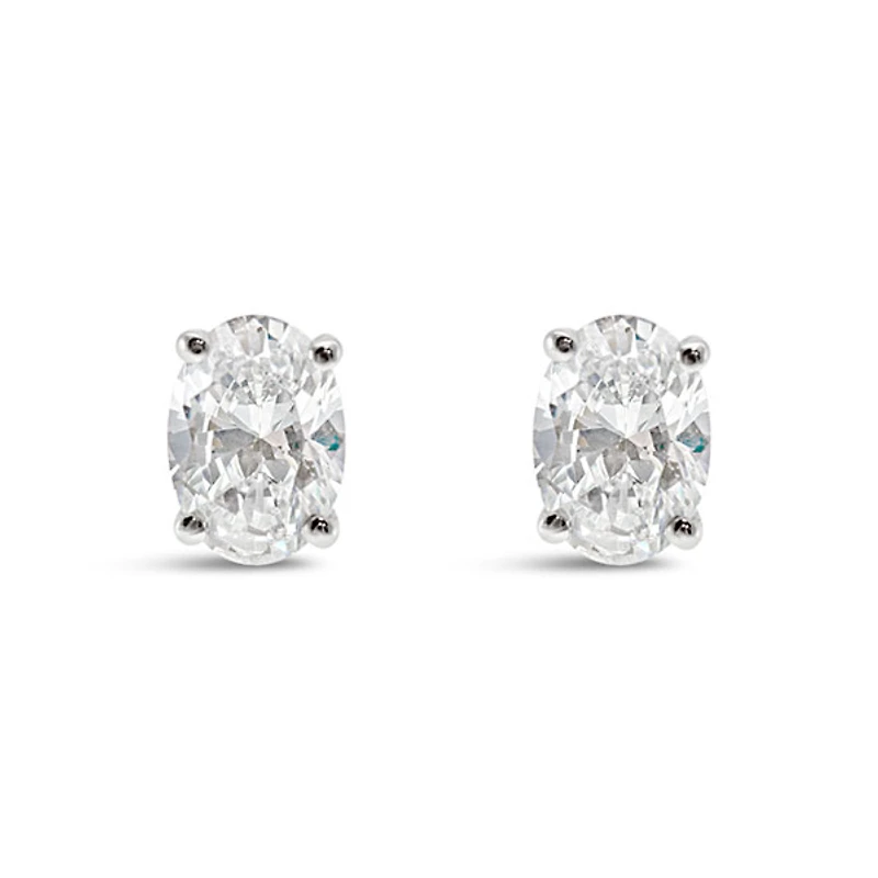 Sterling Silver Cubic Zirconia Oval Cut 5x7mm Stud Earrings 144937