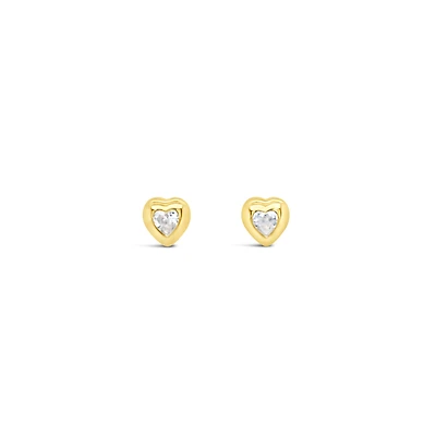 10k Yellow Gold Cubic Zirconia Heart Studs Earrings 153712