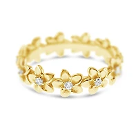 Gold Plated Sterling Silver Cubic Zirconia Flower Ring