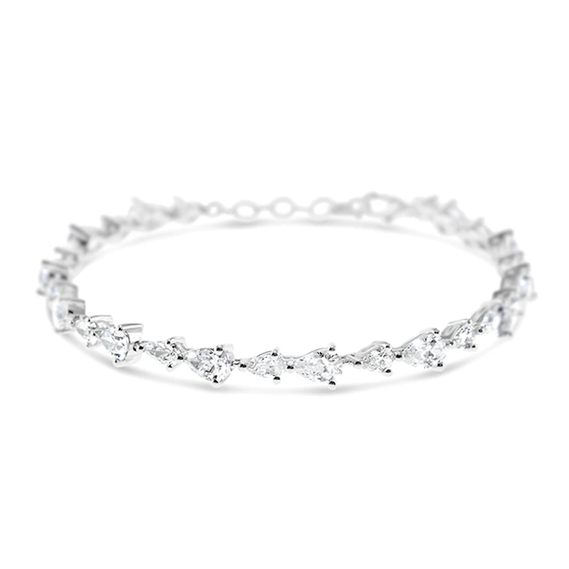 Sterling Silver Teardrop Cubic Zirconia Tennis Bracelet 149655