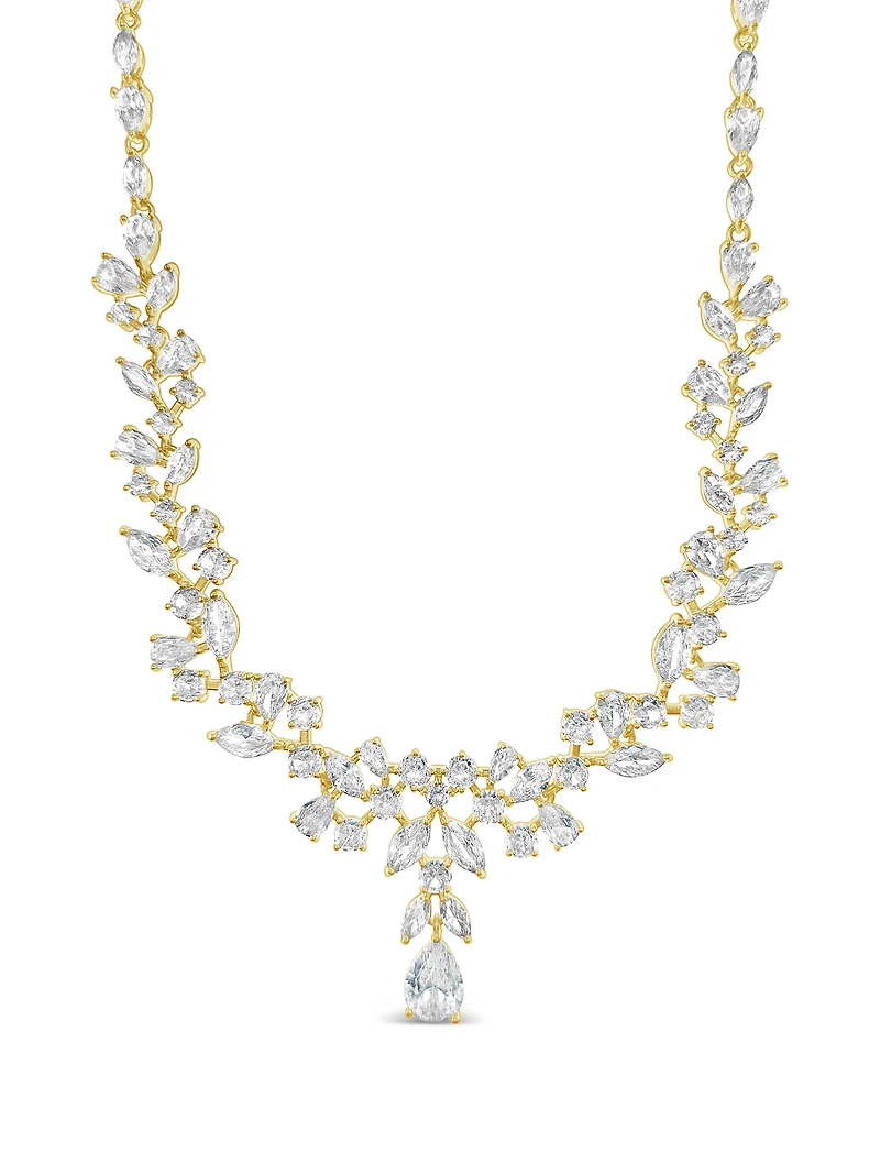 Bridal Gold Cubic Zirconia Necklace and Earrings set