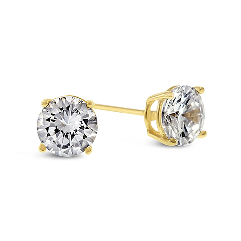 Yellow Gold Plated Sterling Silver Cubic Zirconia 3mm Studs 104997