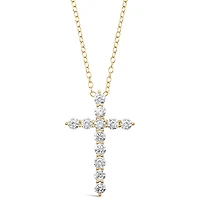 Gold Plated Sterling Silver Cubic Zirconia Cross Necklace 144943