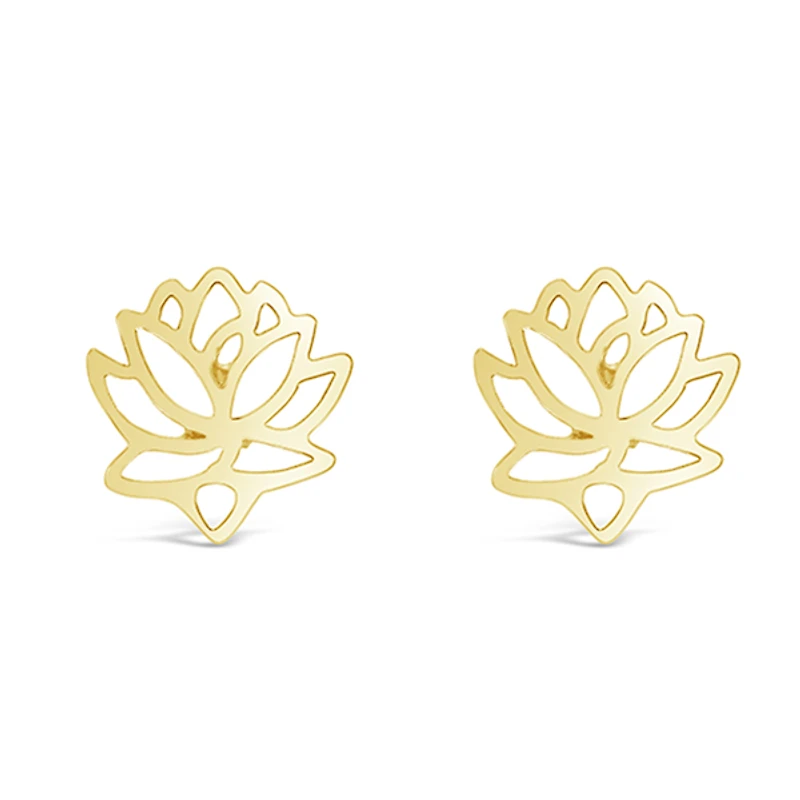 Gold Plated Sterling Silver Lotus Earrings 143308