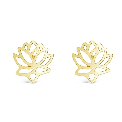 Gold Plated Sterling Silver Lotus Earrings 143308