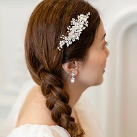 Bridal Silver Flower Hair Clip 142042