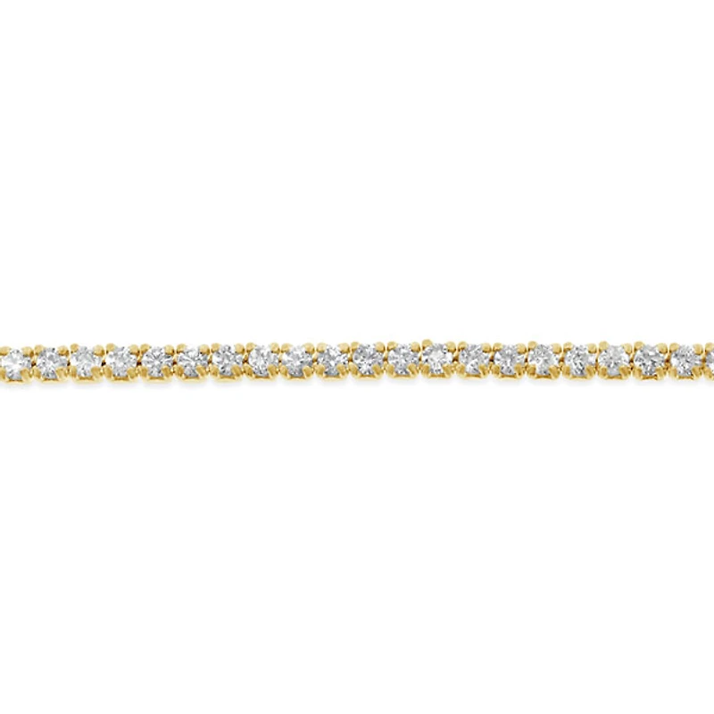 Gold Plated Sterling Silver 1mm Cubic Zirconia Tennis Bracelet