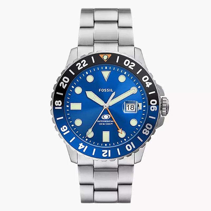 Fossil Blue GMT Stainless Steel Watch 153637