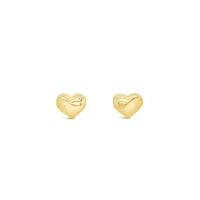 10k Yellow Gold Cubic Zirconia Heart Studs Earrings