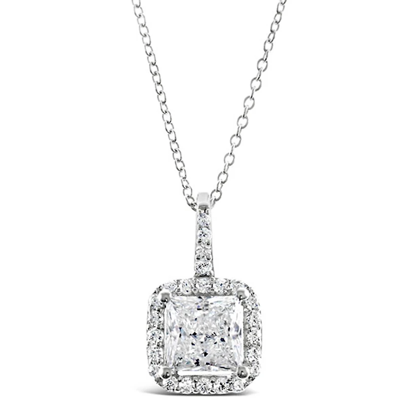 Sterling Silver Cubic Zirconia Square Necklace