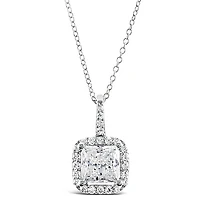Sterling Silver Cubic Zirconia Square Necklace