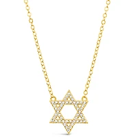 Gold Plated Sterling Silver Cubic Zirconia Star of David Necklace 151234