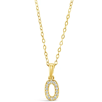 Gold Plated Sterling Silver Cubic Zirconia Initial O Necklace 147946