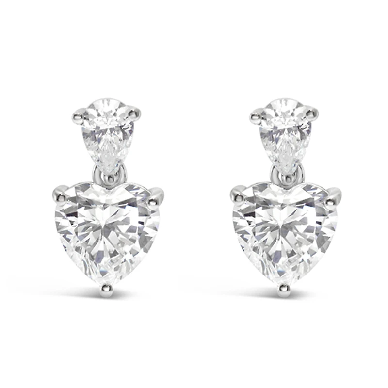 Sterling Silver Cubic Zirconia Heart Earrings