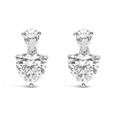 Sterling Silver Cubic Zirconia Heart Earrings