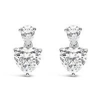 Sterling Silver Cubic Zirconia Heart Earrings