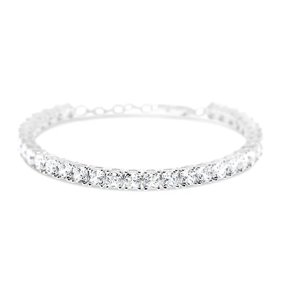 Sterling Silver 4mm Cushion Cubic Zirconia Tennis Bracelet 151078