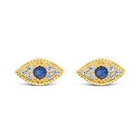 Gold Plated Sterling Silver Cubic Zirconia Evil Eyes Earrings 144884