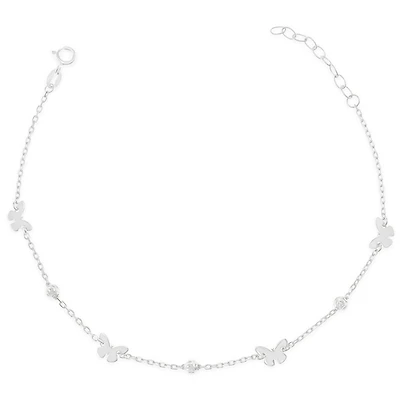 Sterling Silver Cubic Zirconia Butterfly Anklet 149120