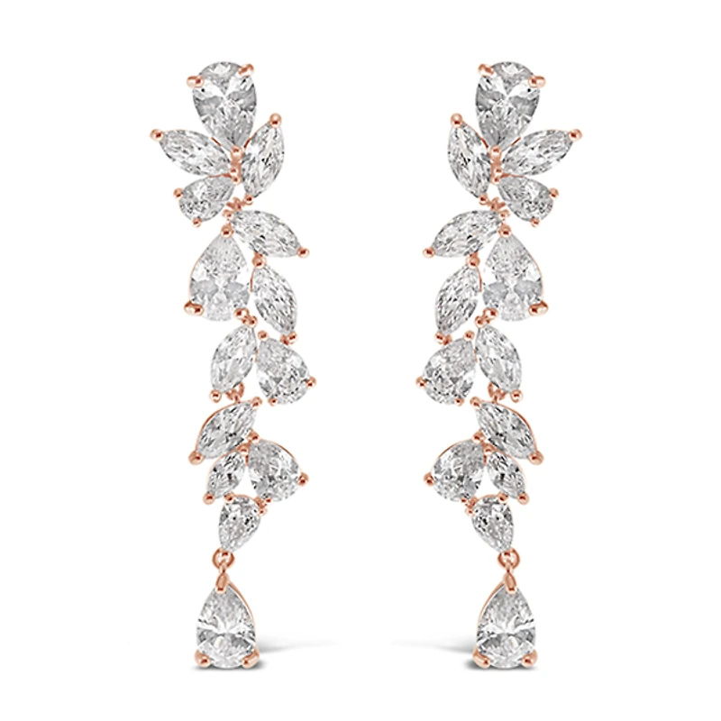 Rose Gold Cubic Zirconia Drop Earrings 142878