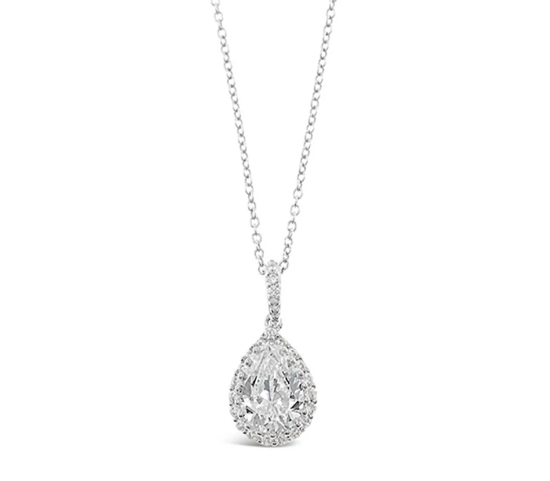 Sterling Silver Teardrop Cubic Zirconia Necklace 124199