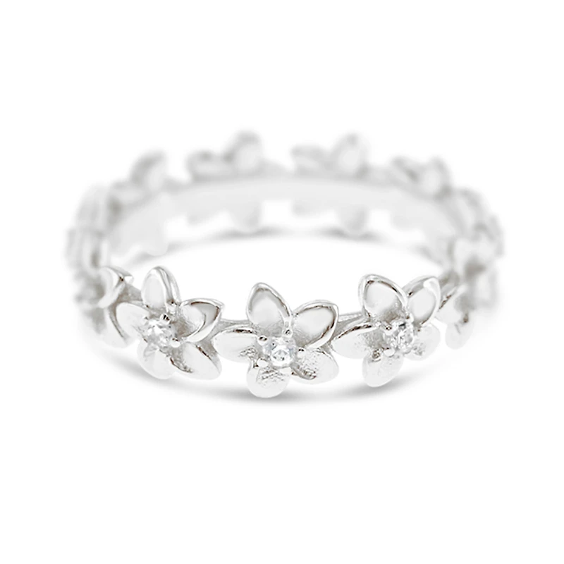 Sterling Silver Cubic Zirconia Flower Ring 151153