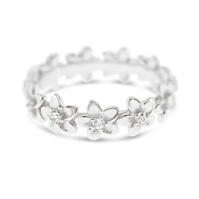 Sterling Silver Cubic Zirconia Flower Ring 151153