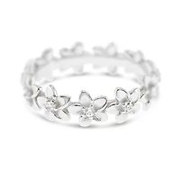 Sterling Silver Cubic Zirconia Flower Ring 151153