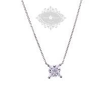 Sterling Silver Cubic Zirconia Princess Cut Necklace 143478