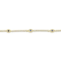Gold Plated Sterling Silver Cubic Zirconia Evil Eye Bracelet