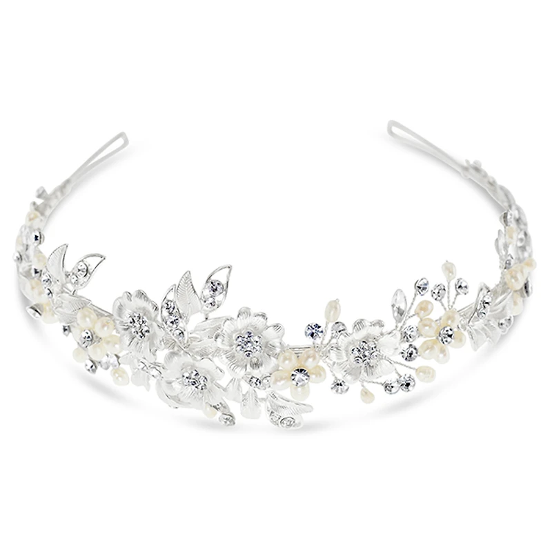 Bridal Silver Flower Headband 152449