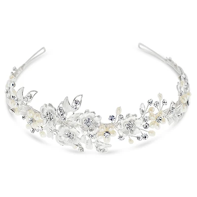 Bridal Silver Flower Headband 152449